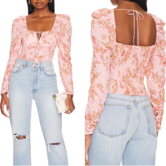 FREE PEOPLE Hilary Printed Top in “Pink Combo” Size XS MSRP $98 - Picture 1 of 13